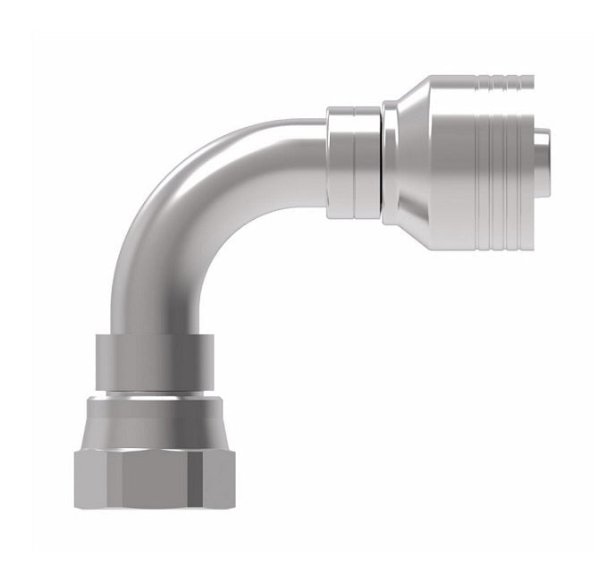 4SA12FJB10 Aeroquip by Danfoss | 4 Wire 4S Female JIC 37° Swivel 90° Elbow (FJB) Crimp Fitting | -12 Female JIC 37° Swivel x -10 Hose Barb | Steel