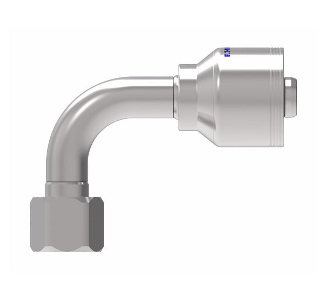4SA16FJB12 Aeroquip by Danfoss | 4 Wire 4S Female JIC/37° Swivel 90° Elbow (FJB) Crimp Fitting | -16 Female JIC/37° Swivel x -12 Hose Barb | Steel