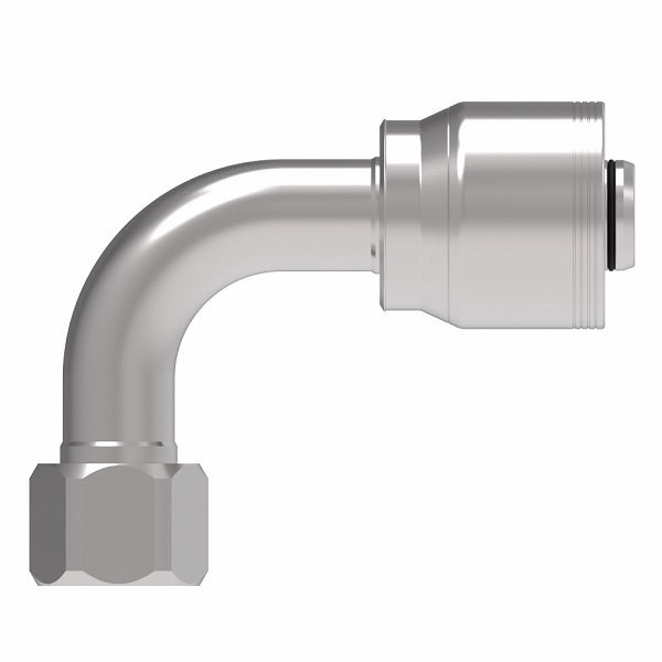 4SA16FJB16 Aeroquip by Danfoss | 4 Wire 4S Female JIC/37° Swivel 90° Elbow (FJB) Crimp Fitting | -16 Female JIC/37° Swivel x -16 Hose Barb | Steel