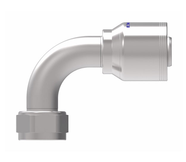4SA20FJB20 Aeroquip by Danfoss | 4 Wire 4S Female JIC/37° Swivel 90° Elbow (FJB) Crimp Fitting | -20 Female JIC/37° Swivel x -20 Hose Barb | Steel