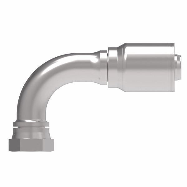 4SA24FJB24 Aeroquip by Danfoss | 4 Wire 4S Female JIC/37° Swivel 90° Elbow (FJB) Crimp Fitting | -24 Female JIC/37° Swivel x -24 Hose Barb | Steel