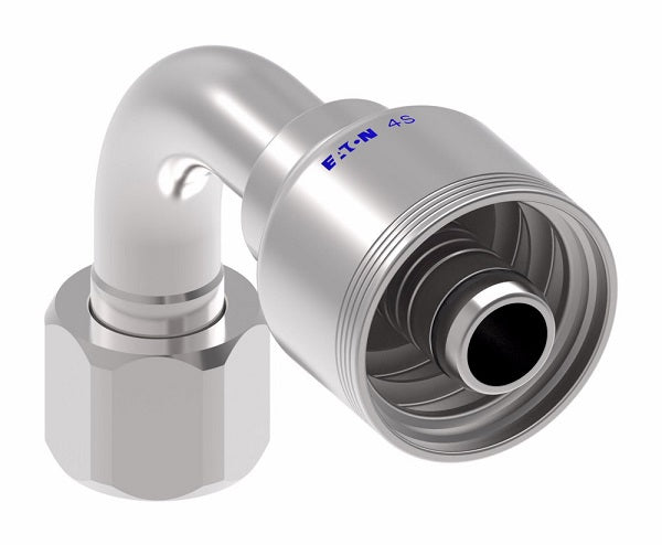 4SA16FJB12 Aeroquip by Danfoss | 4 Wire 4S Female JIC/37° Swivel 90° Elbow (FJB) Crimp Fitting | -16 Female JIC/37° Swivel x -12 Hose Barb | Steel