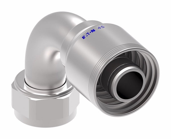 4SA20FJB20 Aeroquip by Danfoss | 4 Wire 4S Female JIC/37° Swivel 90° Elbow (FJB) Crimp Fitting | -20 Female JIC/37° Swivel x -20 Hose Barb | Steel