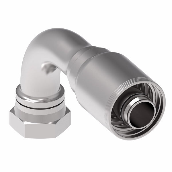 4SA24FJB24 Aeroquip by Danfoss | 4 Wire 4S Female JIC/37° Swivel 90° Elbow (FJB) Crimp Fitting | -24 Female JIC/37° Swivel x -24 Hose Barb | Steel