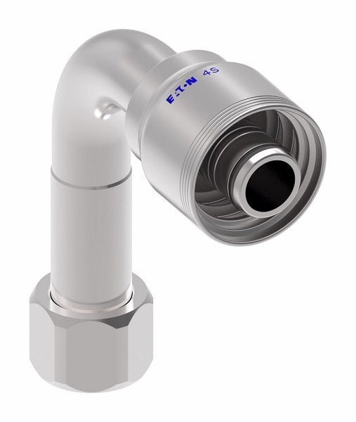 4SA16FJC16 Aeroquip by Danfoss | 4 Wire 4S Female JIC/37° Swivel 90° Elbow Long Drop (FJC) Crimp Fitting | -16 Female JIC/37° Swivel x -16 Hose Barb | Steel