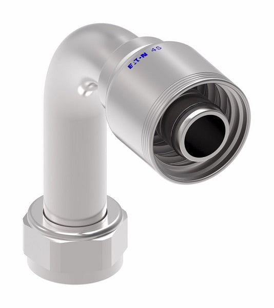 4SA20FJC20 Aeroquip by Danfoss | 4 Wire 4S Female JIC/37° Swivel 90° Elbow Long Drop (FJC) Crimp Fitting | -20 Female JIC/37° Swivel x -16 Hose Barb | Steel