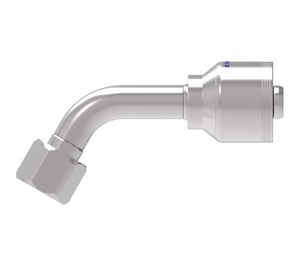 4SA12FJG12 Aeroquip by Danfoss | 4 Wire 4S Female JIC/37° Swivel 60° Elbow (FJG) Crimp Fitting | -12 Female JIC/37° Swivel x -12 Hose Barb | Steel