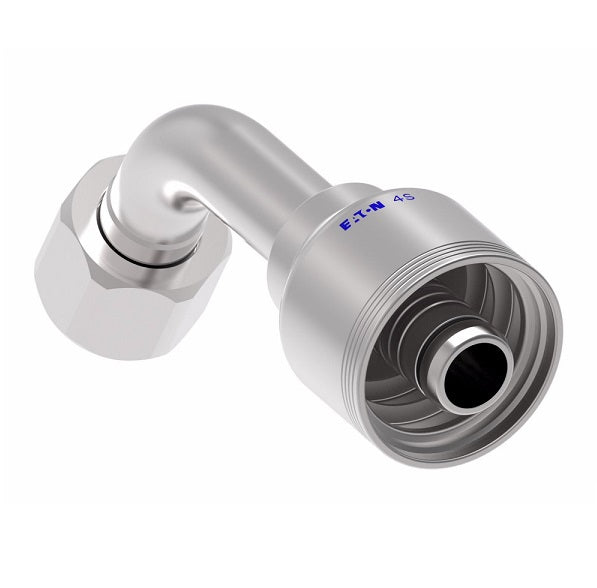 4SA12FJG12 Aeroquip by Danfoss | 4 Wire 4S Female JIC/37° Swivel 60° Elbow (FJG) Crimp Fitting | -12 Female JIC/37° Swivel x -12 Hose Barb | Steel