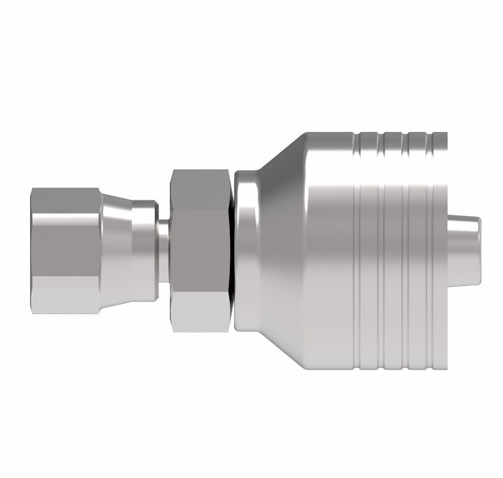 4SA4FJ6 Aeroquip by Danfoss | 4 Wire 4S Female JIC 37° Swivel (FJ) Crimp Fitting | -04 Female JIC 37° Swivel x -06 Hose Barb | Steel