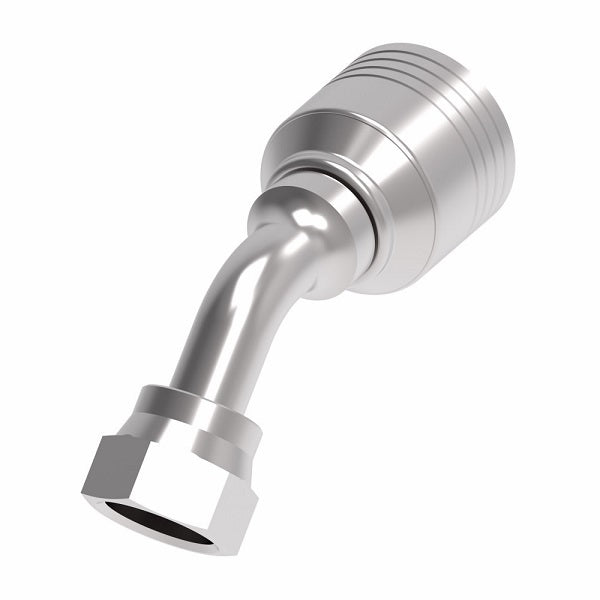 4SA8FRA8.022 Aeroquip by Danfoss | 4 Wire 4S Female ORS Swivel 45° Elbow (FRA) Crimp Fitting | -08 Female O-Ring Face Seal Swivel  x -08 Hose Barb | Steel