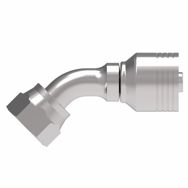 4SA10FRA8 Aeroquip by Danfoss | 4 Wire 4S Female ORS Swivel 45° Elbow (FRA) Crimp Fitting | -10 Female O-Ring Face Seal Swivel  x -08 Hose Barb | Steel
