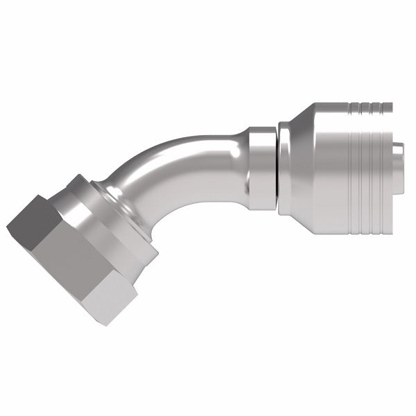 4SA12FRA10 Aeroquip by Danfoss | 4 Wire 4S Female ORS Swivel 45° Elbow (FRA) Crimp Fitting | -12 Female O-Ring Face Seal Swivel  x -10 Hose Barb | Steel