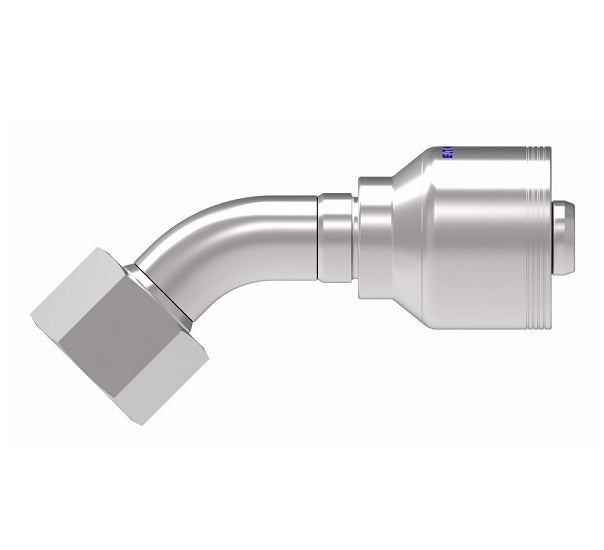 4SA12FRA12 Aeroquip by Danfoss | 4 Wire 4S Female ORS Swivel 45° Elbow (FRA) Crimp Fitting | -12 Female O-Ring Face Seal Swivel x -12 Hose Barb | Steel