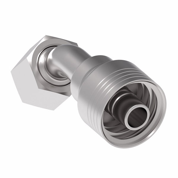 4SA8FRA8 Aeroquip by Danfoss | 4 Wire 4S Female ORS Swivel 45° Elbow (FRA) Crimp Fitting | -08 Female O-Ring Face Seal Swivel  x -08 Hose Barb | Steel