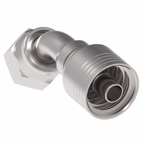 4SA10FRA8 Aeroquip by Danfoss | 4 Wire 4S Female ORS Swivel 45° Elbow (FRA) Crimp Fitting | -10 Female O-Ring Face Seal Swivel  x -08 Hose Barb | Steel