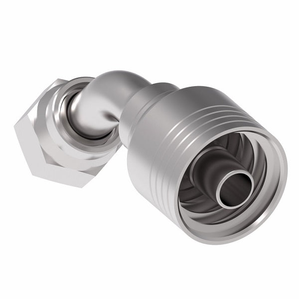 4SA8FRA8.022 Aeroquip by Danfoss | 4 Wire 4S Female ORS Swivel 45° Elbow (FRA) Crimp Fitting | -08 Female O-Ring Face Seal Swivel  x -08 Hose Barb | Steel