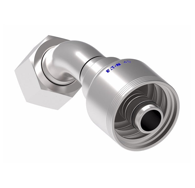 4SA12FRA12.021 Aeroquip by Danfoss | 4 Wire 4S Female ORS Swivel 45° Elbow (FRA) Crimp Fitting | -12 Female O-Ring Face Seal Swivel x -12 Hose Barb | Steel
