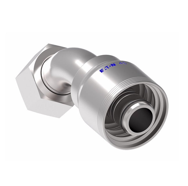 4SA16FRA16 Aeroquip by Danfoss | 4 Wire 4S Female ORS Swivel 45° Elbow (FRA) Crimp Fitting | -16 Female O-Ring Face Seal Swivel x -16 Hose Barb | Steel