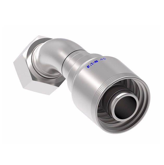 4SA20FRA20 Aeroquip by Danfoss | 4 Wire 4S Female ORS Swivel 45° Elbow (FRA) Crimp Fitting | -20 Female O-Ring Face Seal Swivel x -20 Hose Barb | Steel