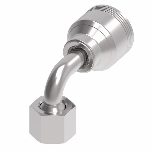 4SA6FRB6 Aeroquip by Danfoss | 4 Wire 4S Female ORS Swivel 90° Short Drop Elbow (FRB) Crimp Fitting | -06 Female O-Ring Face Seal Swivel x -06 Hose Barb | Steel