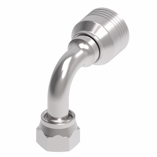 4SA6FRB6.038 Aeroquip by Danfoss | 4 Wire 4S Female ORS Swivel 90° Short Drop Elbow (FRB) Crimp Fitting | -06 Female O-Ring Face Seal Swivel x -06 Hose Barb | Steel