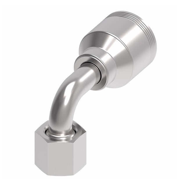 4SA8FRB8 Aeroquip by Danfoss | 4 Wire 4S Female ORS Swivel 90° Short Drop Elbow (FRB) Crimp Fitting | -08 Female O-Ring Face Seal Swivel x -08 Hose Barb | Steel