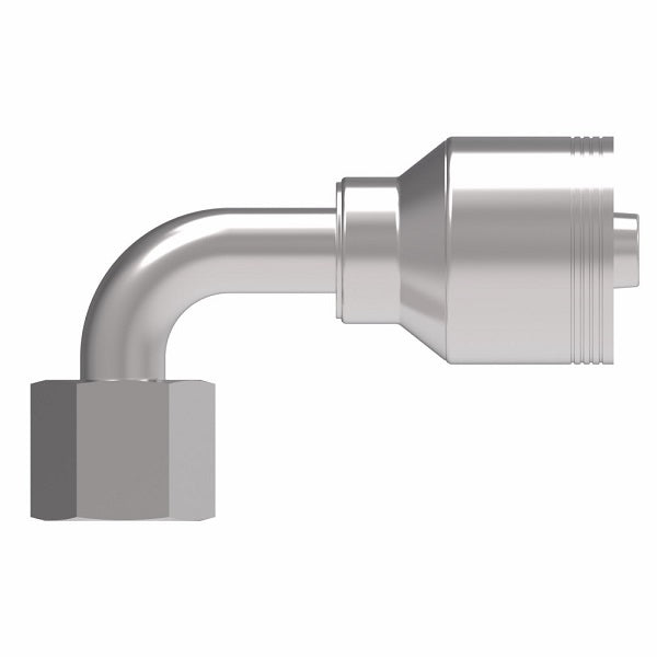 4SA8FRB8 Aeroquip by Danfoss | 4 Wire 4S Female ORS Swivel 90° Short Drop Elbow (FRB) Crimp Fitting | -08 Female O-Ring Face Seal Swivel x -08 Hose Barb | Steel