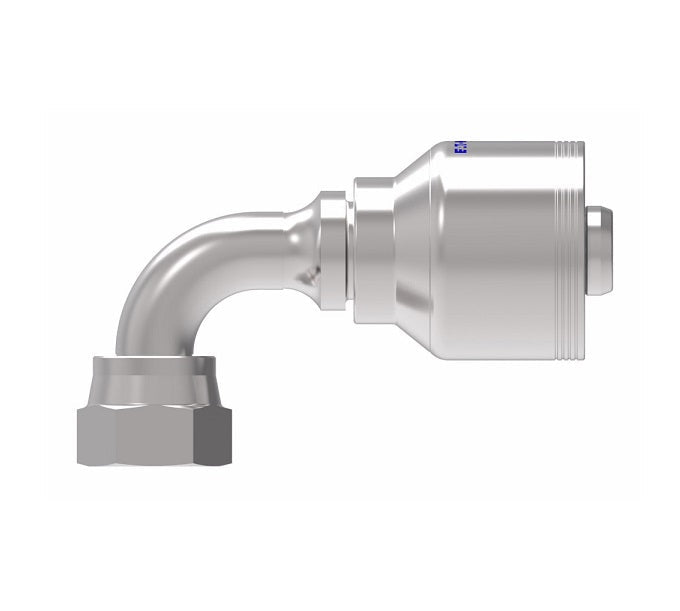 4SA12FRB12 Aeroquip by Danfoss | 4 Wire 4S Female ORS Swivel 90° Elbow (FRB) Crimp Fitting | -12 Female O-Ring Face Seal Swivel x -12 Hose Barb | Steel