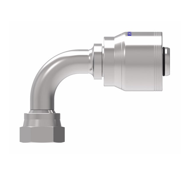 4SA20FRB16 Aeroquip by Danfoss | 4 Wire 4S Female ORS Swivel 90° Elbow (FRB) Crimp Fitting | -20 Female O-Ring Face Seal Swivel x -16 Hose Barb | Steel
