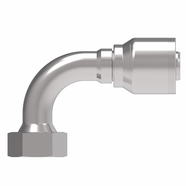4SA24FRB20 Aeroquip by Danfoss | 4 Wire 4S Female ORS Swivel 90° Elbow (FRB) Crimp Fitting | -24 Female O-Ring Face Seal Swivel x -20 Hose Barb | Steel