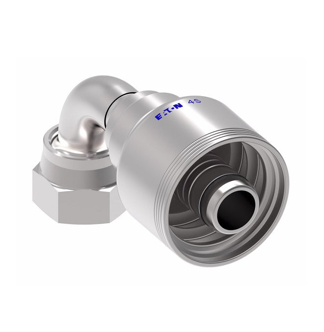 4SA10FRB12 Aeroquip by Danfoss | 4 Wire 4S Female ORS Swivel 90° Elbow (FRB) Crimp Fitting | -10 Female O-Ring Face Seal Swivel x -12 Hose Barb | Steel