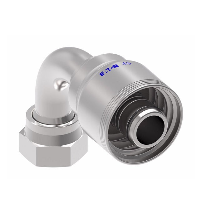 4SA16FRB16.056 Aeroquip by Danfoss | 4 Wire 4S Female ORS Swivel 90° Elbow (FRB) Crimp Fitting | -16 Female O-Ring Face Seal Swivel x -16 Hose Barb | Steel
