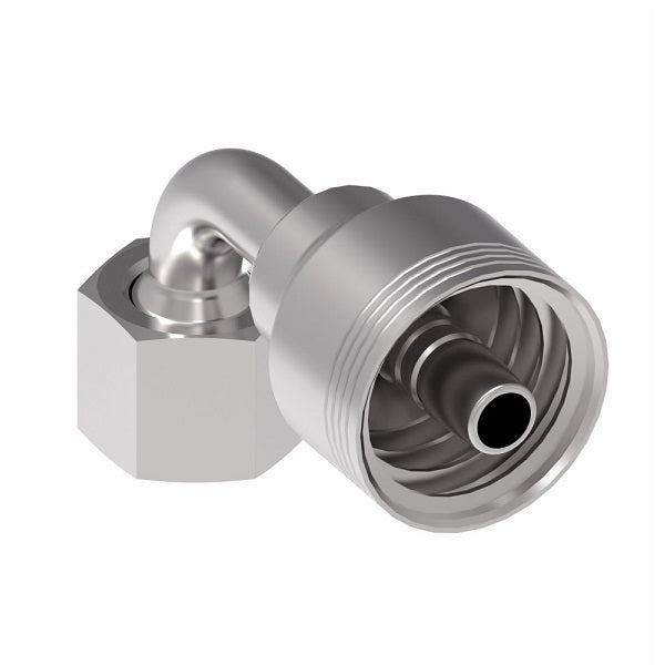 4SA10FRB10 Aeroquip by Danfoss | 4 Wire 4S Female ORS Swivel 90° Short Drop Elbow (FRB) Crimp Fitting | -10 Female O-Ring Face Seal Swivel x -10 Hose Barb | Steel
