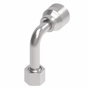 4SA8FRC8 Aeroquip by Danfoss | 4 Wire 4S Female ORS Swivel 90° Long Drop Elbow (FRC) Crimp Fitting | -08 Female O-Ring Face Seal Swivel x -08 Hose Barb | Steel