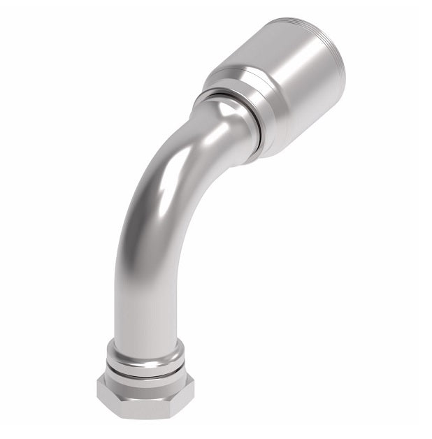4SA24FRC24 Aeroquip by Danfoss | 4 Wire 4S Female ORS Swivel Long Drop 90° Elbow (FRC) Crimp Fitting | -24 Female O-Ring Face Seal Swivel x -24 Hose Barb | Steel