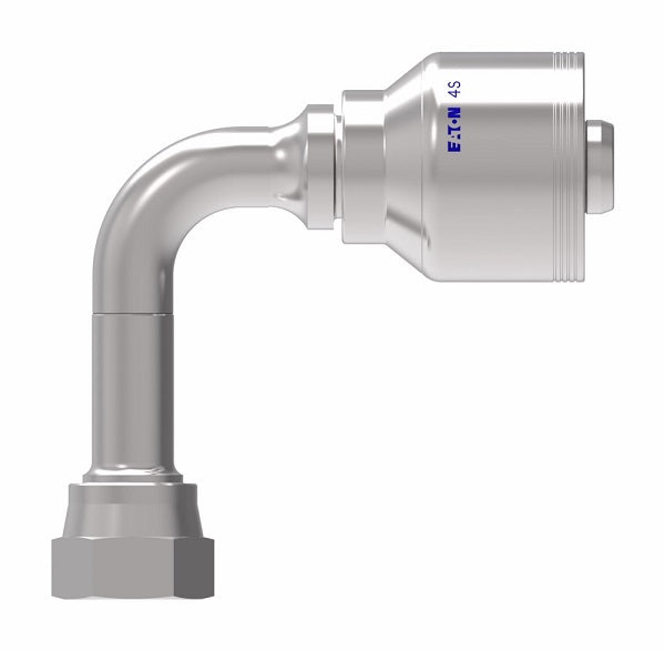 4SA12FRC12 Aeroquip by Danfoss | 4 Wire 4S Female ORS Swivel Long Drop 90° Elbow (FRC) Crimp Fitting | -12 Female O-Ring Face Seal Swivel x -12 Hose Barb | Steel