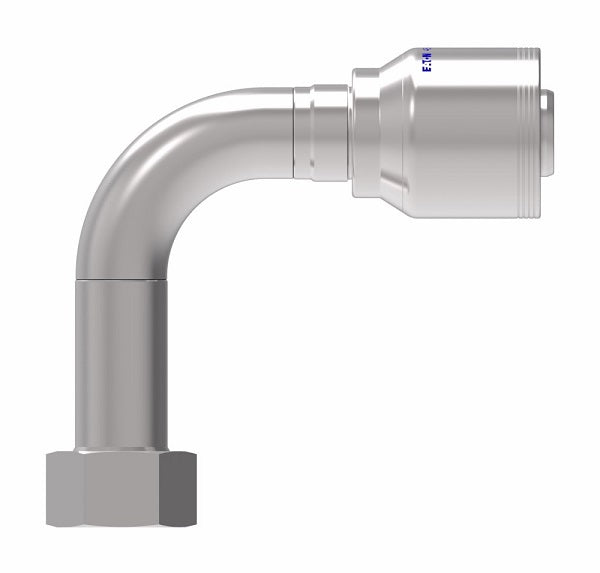 4SA24FRC20 Aeroquip by Danfoss | 4 Wire 4S Female ORS Swivel Long Drop 90° Elbow (FRC) Crimp Fitting | -24 Female O-Ring Face Seal Swivel x -20 Hose Barb | Steel