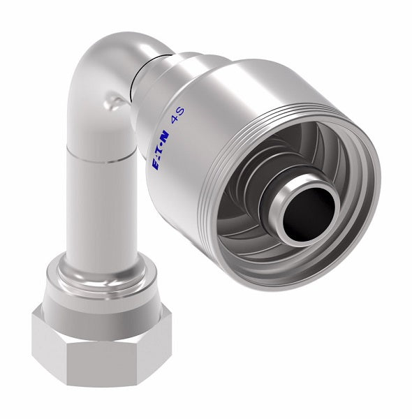 4SA12FRC12 Aeroquip by Danfoss | 4 Wire 4S Female ORS Swivel Long Drop 90° Elbow (FRC) Crimp Fitting | -12 Female O-Ring Face Seal Swivel x -12 Hose Barb | Steel
