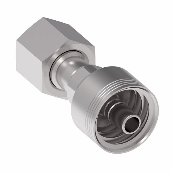 4SA8FR6 Aeroquip by Danfoss | 4 Wire 4S Female ORS Swivel (FR) Crimp Fitting | -08 Female O-Ring Face Seal Swivel x -06 Hose Barb | Steel