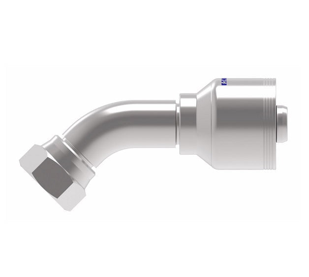 4S12BFA12 Aeroquip by Danfoss | 4 Wire 4S Female BSPP Swivel 60° Cone Seat 45° Elbow (BFA) Crimp Fitting | -12 Female BSPP Swivel x -12 Hose Barb | Steel