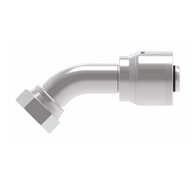 4S16BFA16 Aeroquip by Danfoss | 4 Wire 4S Female BSPP Swivel 60° Cone Seat 45° Elbow (BFA) Crimp Fitting | -16 Female BSPP Swivel x -16 Hose Barb | Steel