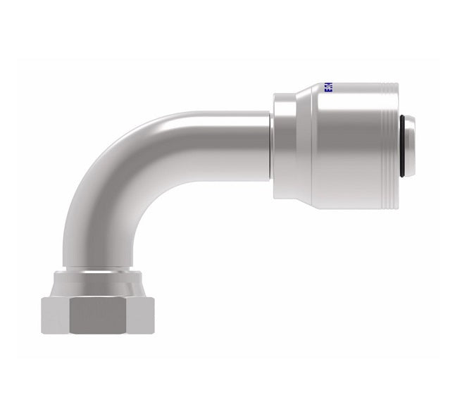 4S20BFB16 Aeroquip by Danfoss | 4 Wire 4S Female BSPP Swivel 60° Cone Seat 90° Elbow (BFB) Crimp Fitting | -20 Female BSPP Swivel x -16 Hose Barb | Steel