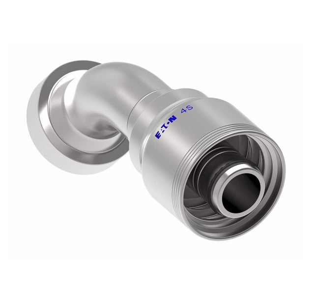 4S16CTA16 Aeroquip by Danfoss | 4 Wire 4S CAT Flange 45° Elbow (CTA) Crimp Fitting | -16 CAT Flange x -16 Hose Barb | Steel