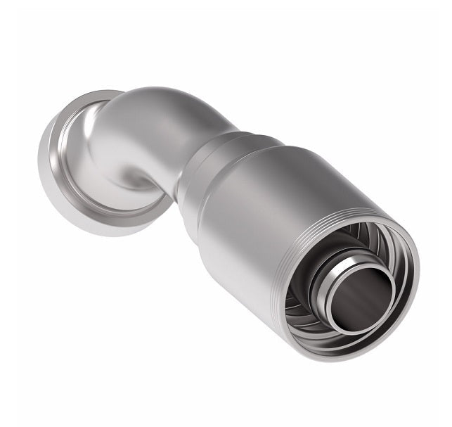 4S24CTA24 Aeroquip by Danfoss | 4 Wire 4S CAT Flange 45° Elbow (CTA) Crimp Fitting | -24 CAT Flange x -24 Hose Barb | Steel