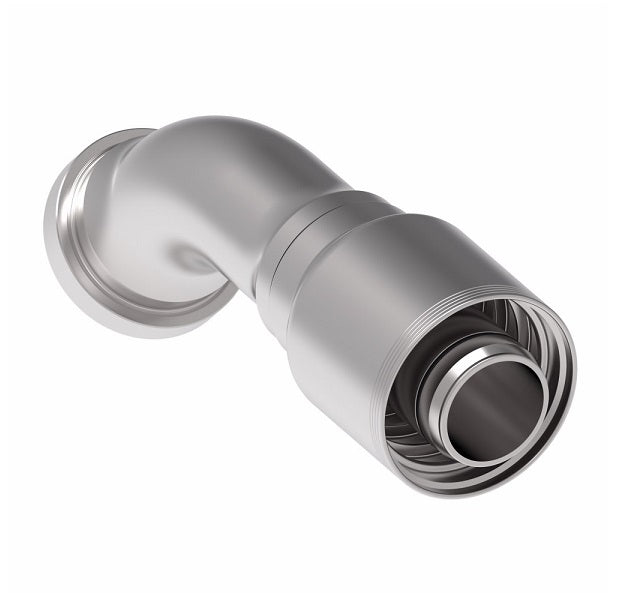 4S32CTA32 Aeroquip by Danfoss | 4 Wire 4S CAT Flange 45° Elbow (CTA) Crimp Fitting | -32 CAT Flange x -32 Hose Barb | Steel