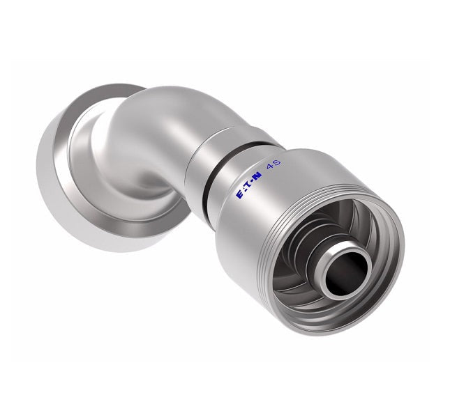 4S16CTA12 Aeroquip by Danfoss | 4 Wire 4S CAT Flange 45° Elbow (CTA) Crimp Fitting | -16 CAT Flange x -12 Hose Barb | Steel