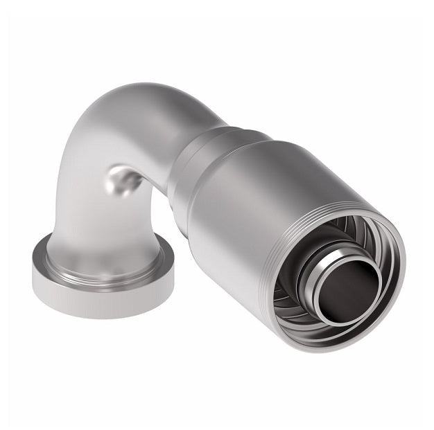 4S24CTB24 Aeroquip by Danfoss | 4 Wire 4S CAT Flange 90° Elbow (CTB) Crimp Fitting | -24 CAT Flange x -24 Hose Barb | Steel