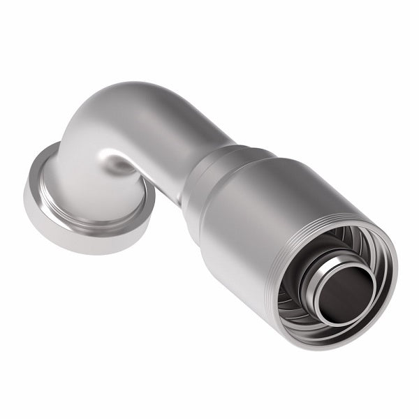 4S24CTE24 Aeroquip by Danfoss | 4 Wire 4S CAT Flange 67.5° Elbow (CTE) Crimp Fitting | -24 CAT Flange x -24 Hose Barb | Steel