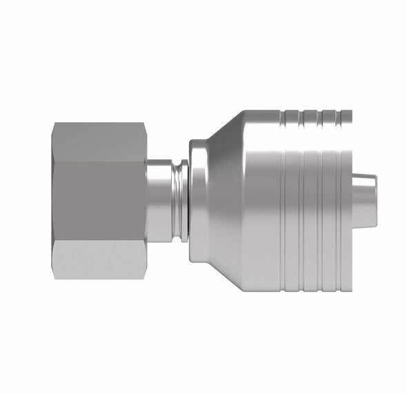 4S10DL6 Aeroquip by Danfoss | 4 Wire 4S DKO Female Swivel, Light Duty (DL) Crimp Fitting | L12 Female DKO/DIN x -06 Hose Barb | Steel