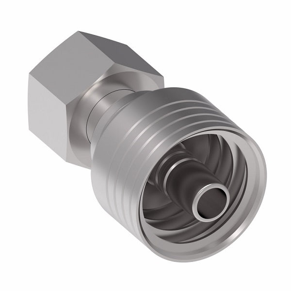 4S10DL6 Aeroquip by Danfoss | 4 Wire 4S DKO Female Swivel, Light Duty (DL) Crimp Fitting | L12 Female DKO/DIN x -06 Hose Barb | Steel